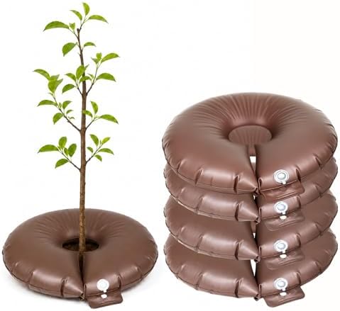 4-Pack 15 Gallon Tree Watering Bags and Rings, Slow Release Automatic Drip Irrigation with Adjustable Flow Valve, Deep Root Watering for Newly Planted Trees and Shrubs by Unknown