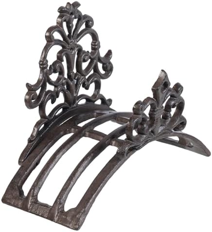MyGift Wall Mounted Garden Hose Holder, Decorative Vintage French Floral Scrollwork hose Reel Hanger, Dark Coffee Cast Iron Water Hose Storage Rack by MyGiftHome