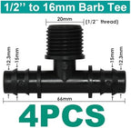 4PCS 1/2" 3/4" Threaded 16 20 25MM PE Hose Barb Tee Connector Garden Drip Irrigation Adapter Tubing Coupling Repair(SPL11-230-16MM-4PCS) - Image 4
