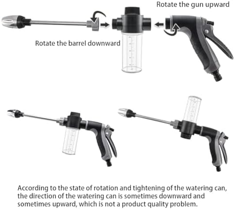 High Pressure Washer Gun with Foam Cannon, 360° Nozzle, Adjustable Spray, Trigger Lock, Fits Garden Hose, Car & Patio Cleaning (T8 Long Lance + 3 Connectors + 5-Meter Round Hose) - Image 2
