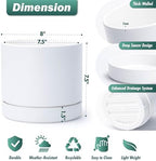Phoenix Vine 8 Inch Planter Pot with Drainage Hole & Saucer, Deep Water Catch Tray, Straight Cylindrical Round Pot for Plants, Matte White, Pack of 1, 23-B-T-1 - Image 2