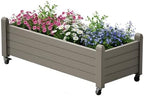 Raised Garden Bed with Wheels Outdoor, Resin Planter Box with Drain Hole and Water Level Detector for Backyard, Patio, Balcony, Gray(13.3" H) by WTFGO