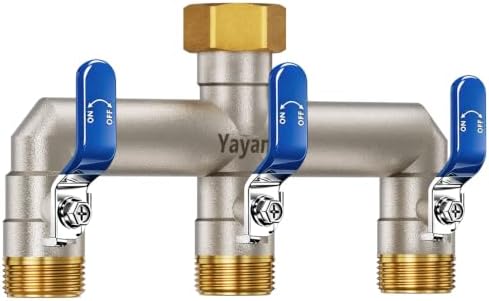 3-Way Garden Hose Splitter, Heavy-Duty Brass, 3/4" GHT, (Blue) by Yayamz