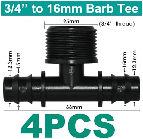 4PCS 1/2" 3/4" Threaded 16 20 25MM PE Hose Barb Tee Connector Garden Drip Irrigation Adapter Tubing Coupling Repair(SPL11-230-16MM-4PCS) - Image 5