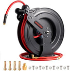 Retractable Air Hose Reel, Auto Rewind 3/8" x 65 FT Hybrid Polymer Hose by Unknown