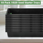 RooTrimmer 1020 Flat Seed Starter Trays 10 Pack, Plastic Nursery Pots Trays & Seeds Potting Plants Tray, Durable Carrying Seedling Starting Tray for Planting (Black) - Image 4