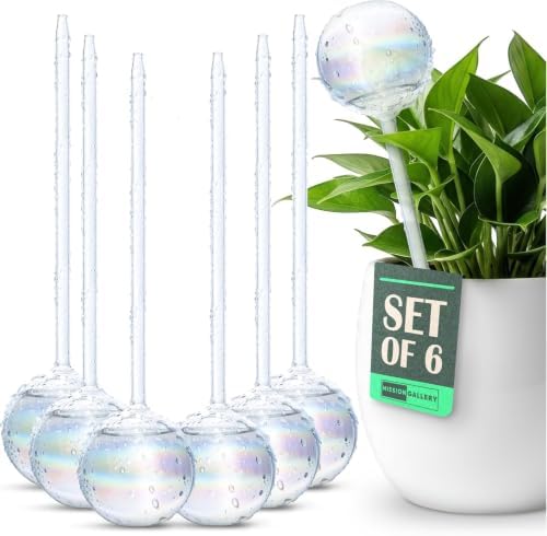 Clear Plant Watering Globes Set of 6 - Large Self Watering Globes for Indoor & Outdoor Plants - Automatic, Glass Watering Bulbs for Daily Use, Plant Watering Devices by MissionGallery