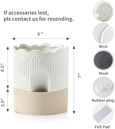 Nihow Ceramic Self Watering Pots for Indoor Plants, 6 Inch,Beige - Image 2