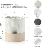 Nihow Ceramic Self Watering Pots for Indoor Plants, 6 Inch,Beige - Image 2