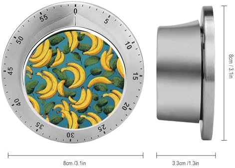 Mechanical Kitchen Timers for Cooking,Yellow Banana Printed 60 Minute Magnetic Countdown Timer,Cute Cooking Timers with Alarm,Stainless Steel Time Timer Manual No Batteries Required - Image 2
