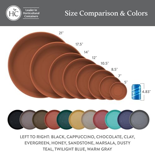 The HC Companies 21 Inch Prima Round Plant Saucer, Lightweight UV-Resistant Plastic Outdoor & Indoor Flower Pot Tray, 2-Pack Plant Pot Trays for Garden & Home Decor, Sandstone - Image 6
