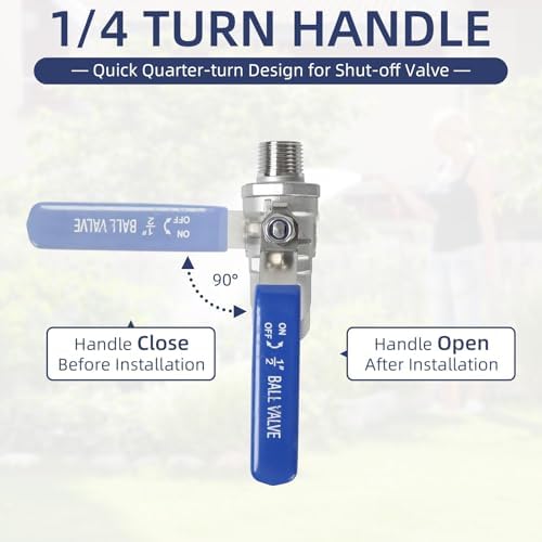 5 Pack Garden Hose Bib Stainless Steel Water Spigot 1/2" Male NPT Inlet x 3/4" Male GHT Threaded High Flow Faucet Outdoor Spigot (1/2" x 3/4") - Image 6