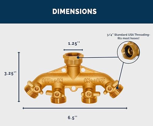 Morvat Brass 4 Way Splitter Garden Hose Hexagonal Connector with Shut Off Valves & Mount Kit PLUS Electronic Garden Hose Timer with Rain Delay for Outdoor Yard Irrigation, Plus Teflon Tape & Washers - Image 4