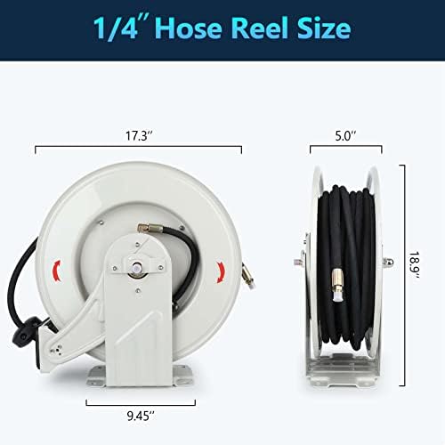 Grease Hose Reel 1/4" x 50', Retractable Dual-Arm Steel Reel - Image 2