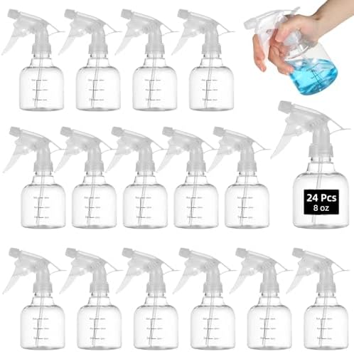 24 Pcs 8 oz Small Sprayers, Dual Scales Plastic Spray Bottles, Refillable Empty with Adjustable Nozzles, Leak-Proof Storage Bottles for Cleaning, Gardening, Hair Care - Image 2