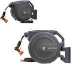 Giraffe Tools AW30 and AW25 Garden Hose Reel Retractable 1/2" x 100 ft and 78ft Wall Mounted Water Hose Reel Automatic Rewind, Any Length Lock, Dark Grey by GiraffeTools