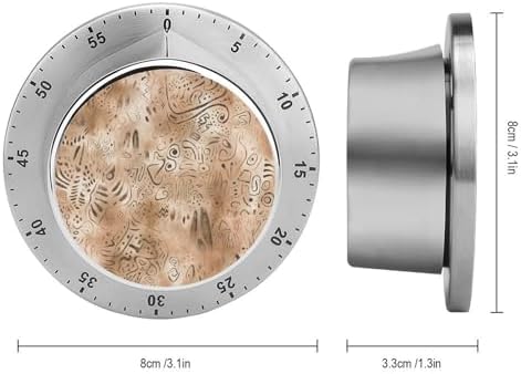 Mechanical Kitchen Timers for Cooking,Hand Drawn Patterns Printed 60 Minute Magnetic Countdown Timer,Cute Cooking Timers with Alarm,Stainless Steel Time Timer Manual No Batteries Required - Image 2