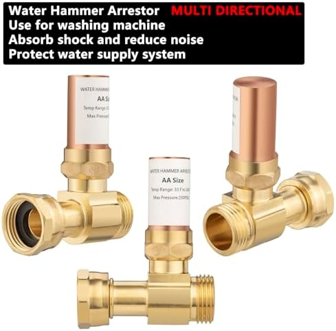 (2 Pack) Lidertik Water Hammer Arrestor for Washing Machine and 3/4 Inch Garden Hose, Copper Chamber and 2 More Washers, Absorb Shock and Reduce Noise LI-XYJSC-ZT-S(2 PCS) - Image 6