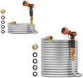 Giraffe Tools Garden Hose 100ft x 5/8", 304 Stainless Steel Metal Water Hose and Garden Hose 25ft x 5/8", No Kink Garden Water Hose with Aluminum Fitting by GiraffeTools