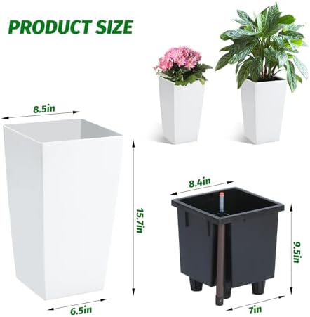 Garvee 16" Tall Planters Set of 2, Outdoor＆Indoor Planter Pots, White - Image 5