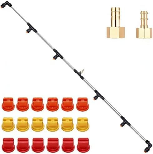 Metal 6 Nozzles Sprayer Boom Wand with 3 Flow Rate Nozzle Tips-Wide-Coverage Agricultural & Lawn Spray Attachment for Tractors/UTVs by VANPET