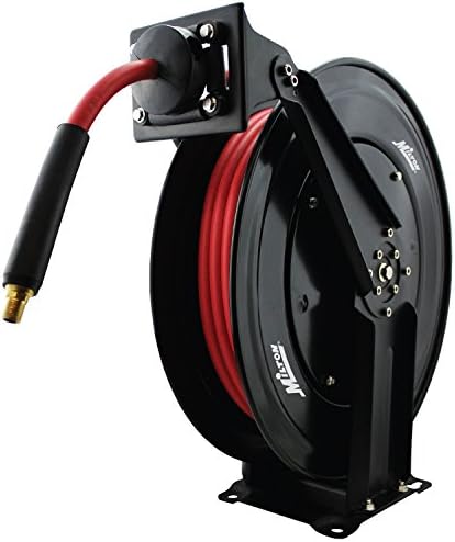 Milton 2760-50D - Steel Dual Arm Auto-Retractable Air Hose Reel, 3/8" x 50 ft. Rubber Hose - 300 Max PSI , Black by Milton