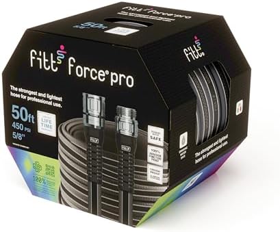 FITT Force Pro Water Hose, Lightweight Ultra Flexible Durable Kink-Free Heavy-Duty Commercial Grade Flat Garden Hose, Grey and Blue, 50-Feet x 5/8-Inch - Image 4