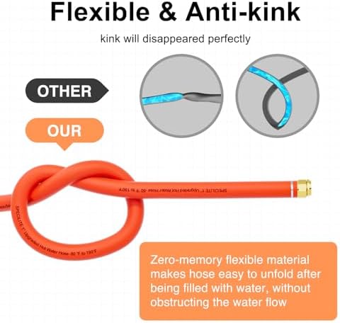 SPECILITE 1" x 25FT Hot/Cold Rubber Garden Water Hose, -50℉-190℉, Red - Image 5