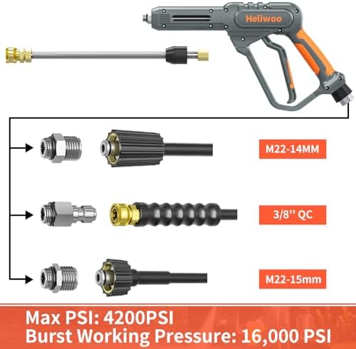Pressure Washer Hose and Gun 3600 PSI, 50 FT Power Washer Hose - Image 3