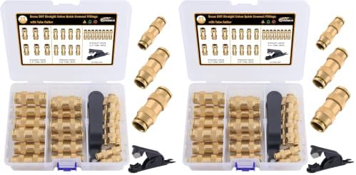 CheeMuii 23PCS Brass DOT Air Line Fittings Kit Push Lock DOT Straight Union (Pack of 2) by CheeMuii