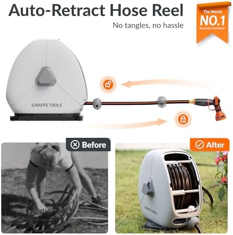 Giraffe Tools Ground-Mounted Retractable Garden Hose Reel,1/2" x 82FT - Image 2