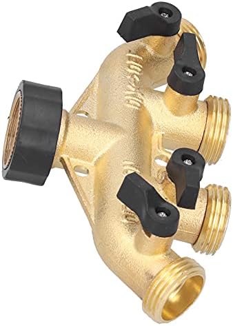 4 Way Hose Splitter 4 Outlet Hose Connector Garden Adapter Brass Watering Distributor with Individual On Off Valves G3 Threaded Faucet for Lawn Flower Bed Vegetable - Image 2