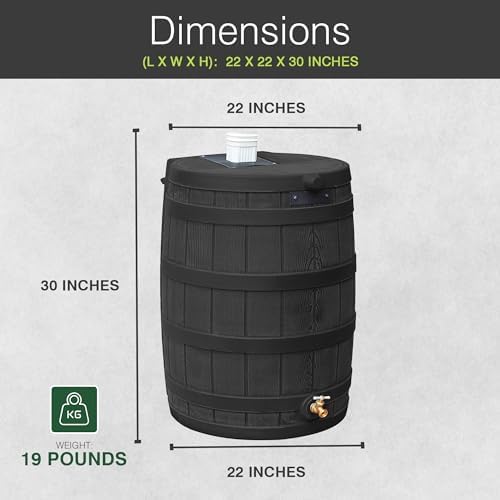 Good Ideas Rain Wizard Water Collection Barrel, 50 Gallon, Oak, 3 Pack - Image 3