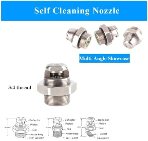 M27*1.5 3/4 Self-cleaning Fan-shaped Nozzle Stainless Steel High Pressure Anti-clogging Water Spray(3 of 4 male) - Image 2