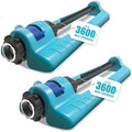 Aqua Joe 2 Pack Oscillating Lawn Sprinkler with Adjustable Spray, 16 Clog-Resistant Nozzles, Metal Base, 3600 Sq Ft Coverage & Garden Hose Connection by AquaJoe%C2%AE