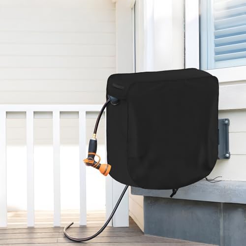 Garden Wall-mounted Hose Reel Cover Protection for Your Retractable Garden Hose Reel Heavy Duty Waterproof and UV Resistant Oxford Fabrics 24"L x 18"W x 24"H Black - Image 6