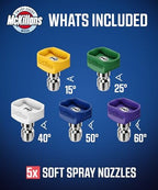 McKillans® 2026 Soft Pressure Washer Nozzle Tips - Fast Rinse - New Spray Angles 60° 50° 40° 25° 15° - Easy-Grip Design - 304 Stainless Steel - 1/4" Quick Connect - Power Washer Tips Set (2.5 Orifice) - Image 5