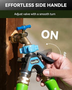 RAINPOINT Garden Hose Splitter 2 Way, All Metal Heavy Duty Water Hose Y Splitter With 2.05" Extra Long Side Handle & Shut Off Valves, 3/4 Inch GHT Thread Connector For Outdoor Spigot Faucet (Blue,2) - Image 4