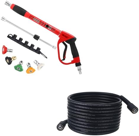 Tool Daily Pressure Washer Gun with 3/8” Swivel Quick Connector, High Pressure Washer Hose by ToolDaily