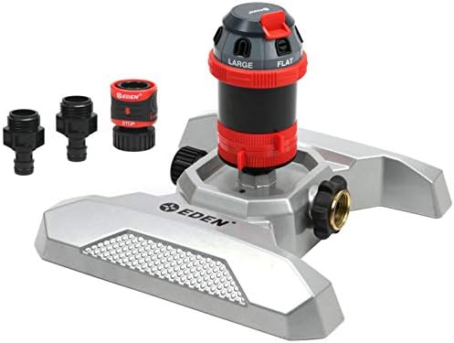 Eden 94122 Metal Adjustable 6-Pattern Sprinkler Bundle, Base, |Quick Connect Starter Set by EDEN