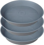 3 Pack of 25 26 inch Plant Saucer (22.7 Inch Base), 4.2" Depth, Large Deep Plastic Flower Planter Water Trays for Indoors Outdoor Bath Bath, Plant Drip Trays for Pot (26", Gray) by Bleuhome