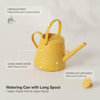 1 Gallon Plastic Watering Can with Long Spout & Dual Handles for Indoor Plants, Hanging Baskets - White, Yellow, Green, Gray - Image 4