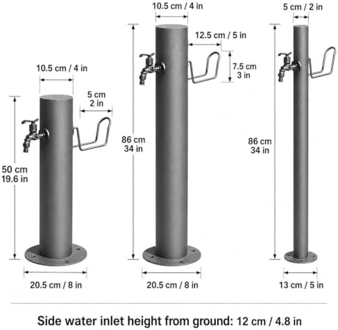 Yard Antifreeze Cracking Floor-Standing Water Spigot,Stainless Steel Vertical Water Hydrant,with Hose Holder,Freestanding Garden Waters Column for Car Watering - Image 2