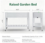 Vixzen 33.7" Tall Raised Garden Bed Outdoor with Wheels & Shelf, Divisible Resin Planter Box with Drainage Gauge, Planter Bed Box for Vegetables/Herbs, Backyard, Patio, Balcony, Ashen (33.7" H) - Image 2