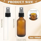 24 Pack Glass Spray Bottles, 2oz Empty Glass Spray Bottles with Fine Mist, Small Leak Proof Travel Dispenser Bottles for Essential Oils, Bath, Beauty, Hair & Cleaning (Amber Frosted) - Image 2