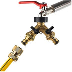 3/4 inch Thread Brass Garden Tap Irrigation 2 Way Tap Irrigation Valve Hose Pipe Splitter 2 Way Quick Connector Adapter(H) - Image 3