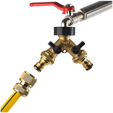 3/4 inch Thread Brass Garden Tap Irrigation 2 Way Tap Irrigation Valve Hose Pipe Splitter 2 Way Quick Connector Adapter(C) - Image 3
