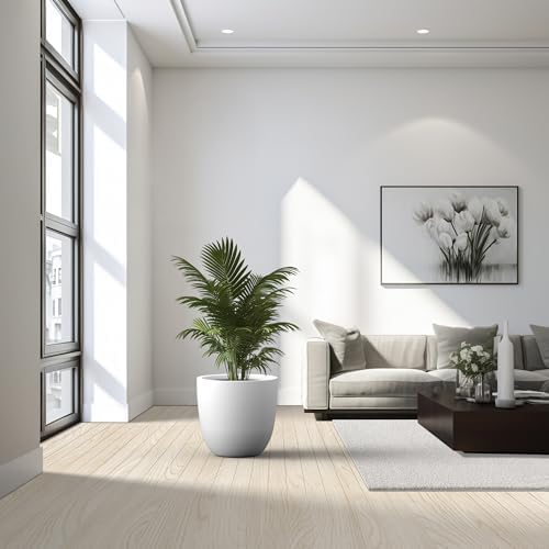 Kante 18" Dia Round Concrete Planter, Large Bowl Pot, White - Image 4