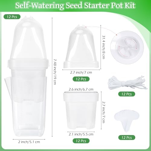 12Pack 2.5" Self Watering Seed Starter Pots for Plant Propagation Cuttings - Image 6