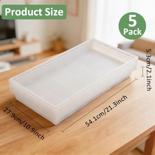 RooTrimmer 1020 Nursery Pot Trays 5 Pack, Transparent Plastic Flat Seed Starter Tray, Durable Square Seedling Starting Tray for Holding and Carrying Plant Pots (Clear) - Image 2